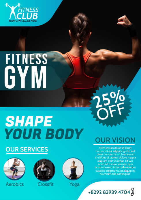 Fitness | Gym | Sports Center Advert A4 template